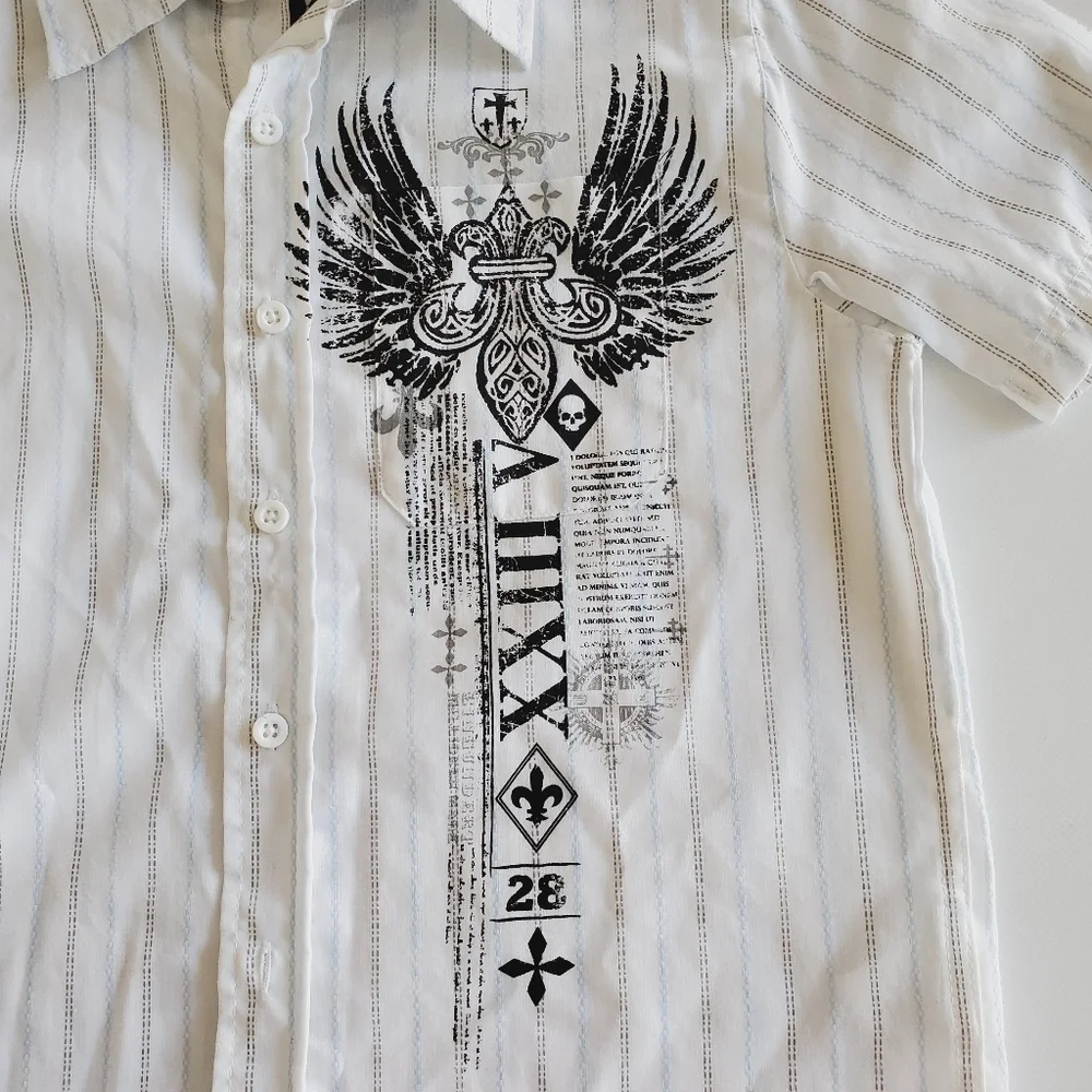 K1023 * NSS Boys Button Down Shirt White Size M